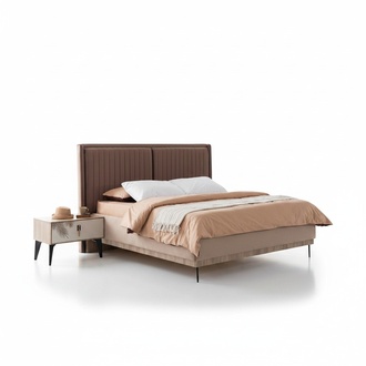 Brown double bed Designer bedroom furniture Upholstery Luxury beds