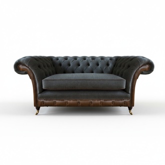 Brown-gray Chesterfield single-seat living room chair textile furniture