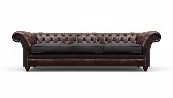 Brown-gray Chesterfield three-seater living room upholstered sofas luxury couch