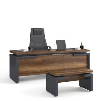 Brown Gray Desk 220x90cm Luxury Table Executive Desk Office