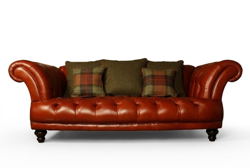 Brown Leather Chesterfield Sofa couch upholstery fabric couch 3-seater New Red Living Room