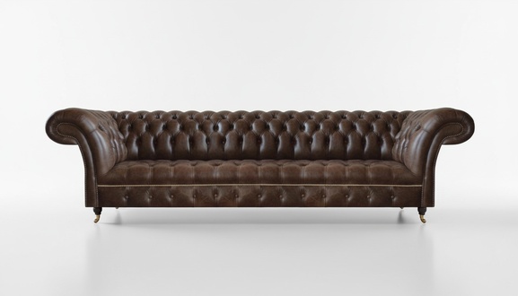 Brown leather Chesterfield 4-seater sofa Modern leather seating furniture