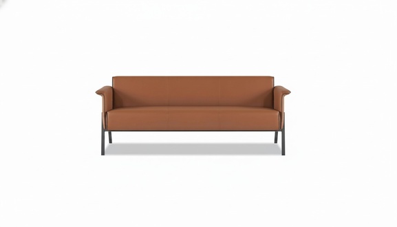 Brown leather three-seater office leather bench exclusive office furniture
