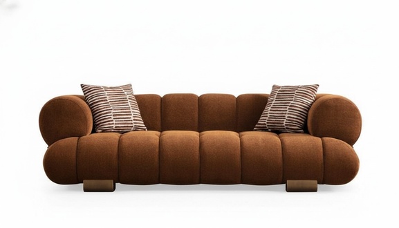 Brown living room three-seater luxurious textile sofas designer seating furniture