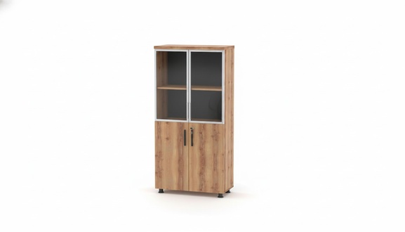 Braun Natural File Cabinet Showcase Glass Doors Rectangular Modern Wood