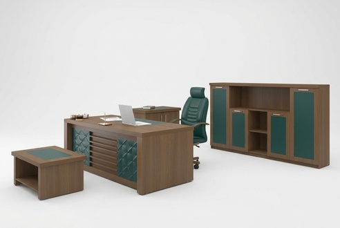 Brown Office Set Luxury Office Furniture Desk Designer Furniture 4pcs.
