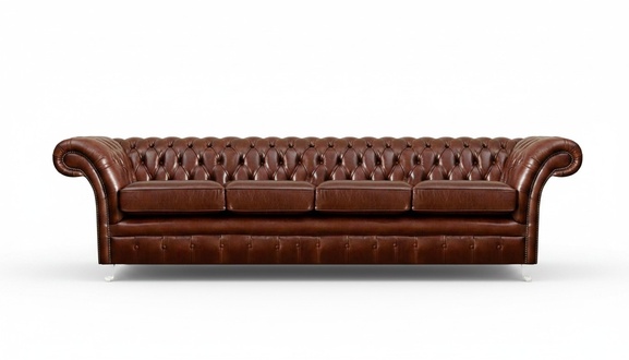 Brown sofa four seater chesterfield couch living room upholstered furniture new