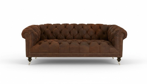 Brown Three-Seater Chesterfield Modern Design Leather Sofa Design Furniture Velvet Fabric