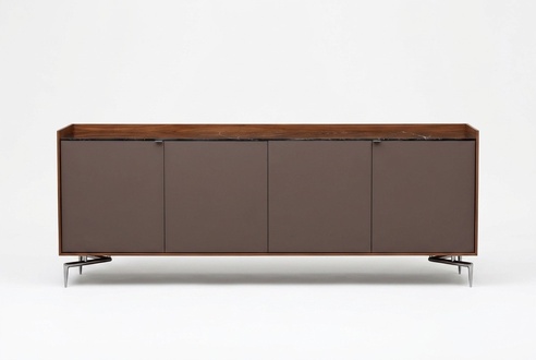 Brown wooden console in elegant modern design.