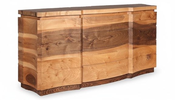Brown wooden console table, modern and elegant, for hallway, living room, office.