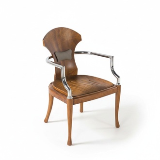 Brown wooden chair with an elegant design for living room and office.