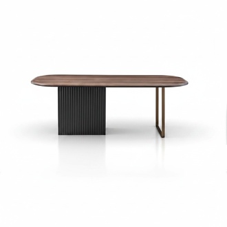 Brown wooden table Designer dining room furniture Semicircular elegant dining table