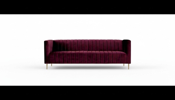 Burgundy Sofa Three-Seater Fabric Living Room Design Couches Upholstered Modern Bordeaux