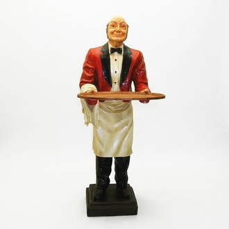 Gastronomy decorative sculpture designed as waiter with a tray 180cm