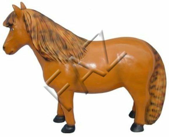 Decorative sculpture designed as full orange colored pony 126 x 99 cm