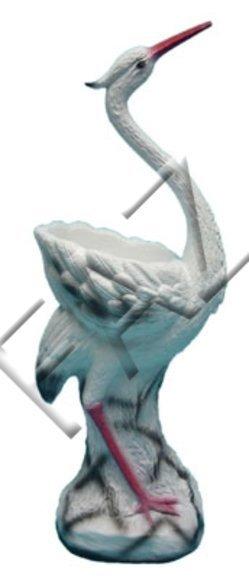 Decorative vase sculpture designed as an original colored heron figure 75cm height
