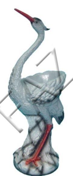 Decorative vase sculpture designed as an original colored gloss heron figure 75cm height