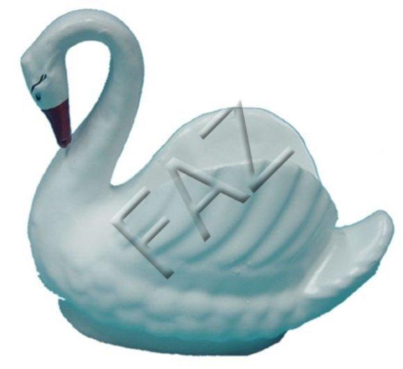 Decorative sculpture designed as gloss white colored swan figure 18cm height