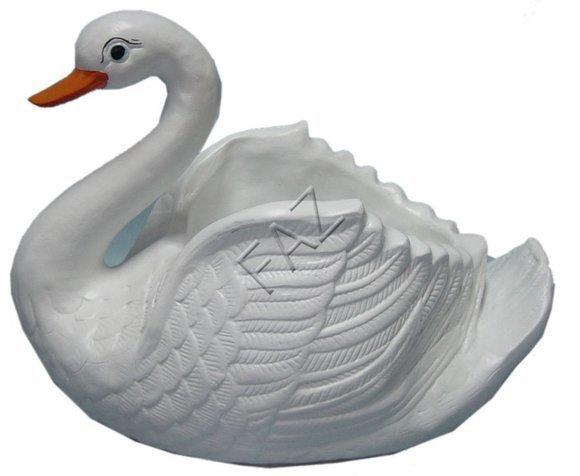 Decorative sculpture designed as gloss white colored swan figure 36 x 45 cm sizes