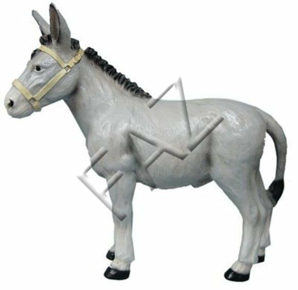Decorative sculpture designed as full white colored donkey 105x98cm