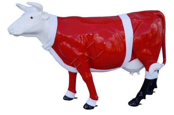 Red/white/black painted abstract cow decorative sculpture 216 cm height