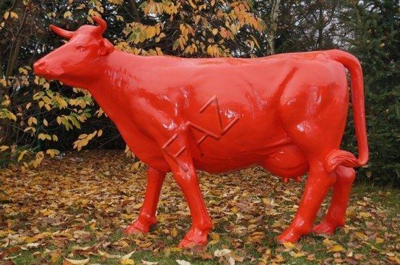 Full red painted decorative gloss cow figure sculpture 216cm length