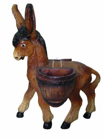 Decorative sculpture designed as dark brown colored donkey with bowls 80x60cm