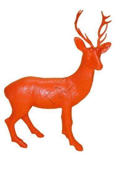 Design full red colored deer figurine decorative garden sculpture 97cm height