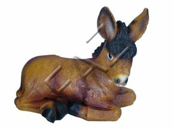 Decorative sculpture designed as dark brown colored lying foal 28x33cm