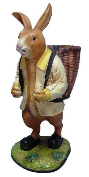 Decorative sculpture designed as a rabbit with a basket 77cm height
