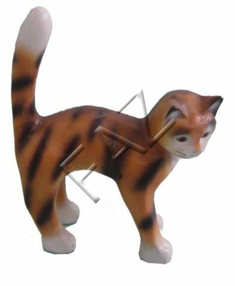 Decorative sculpture designed as motley orange kitty with black stripes 46cm height C278
