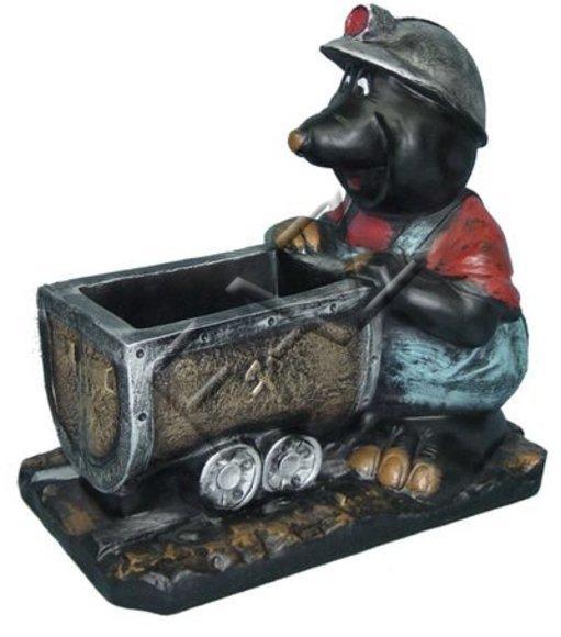Decorative sculpture designed as black colored mole miner 52 x 41 cm sizes