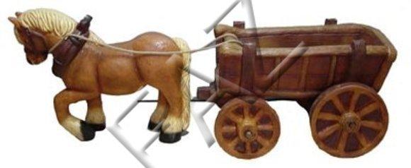 Decorative sculpture designed as horse with carriage figure 144cm length