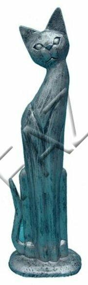 Decorative sculpture designed as dark grey colored motley cat 80cm height C328