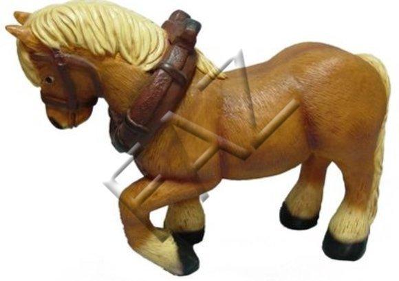 Decorative sculpture designed as light brown colored blond pony