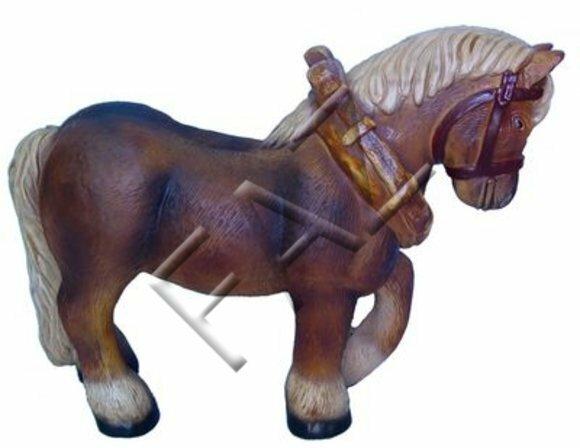 Decorative sculpture designed as dark brown colored pony with beige mane 52cm height