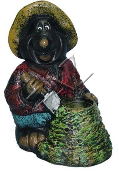 Decorative figure designed as black colorful happy mole sculpture 47cm height