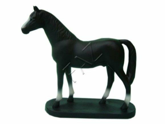 Decorative sculpture designed as full black colored gloss horse 27x30cm