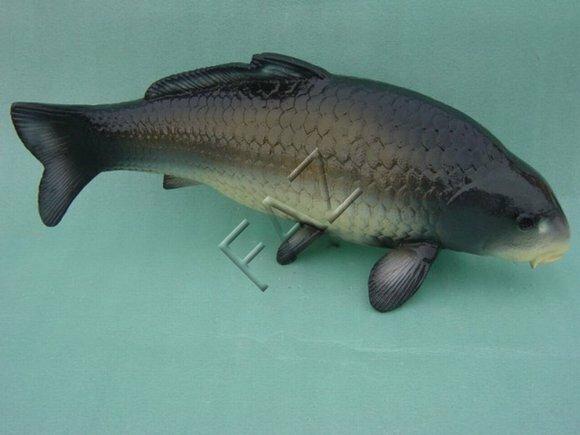 Decorative sculpture designed as original colored gloss dark fish 27 x 65cm