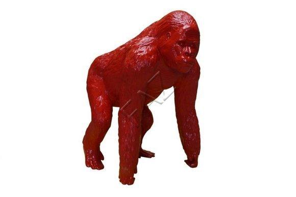 Full red colored gloss garden decorative sculpture of gorilla figure 133cm height