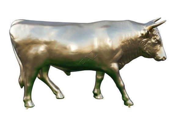 Full silver painted decorative bull figure 233cm length sculpture c537