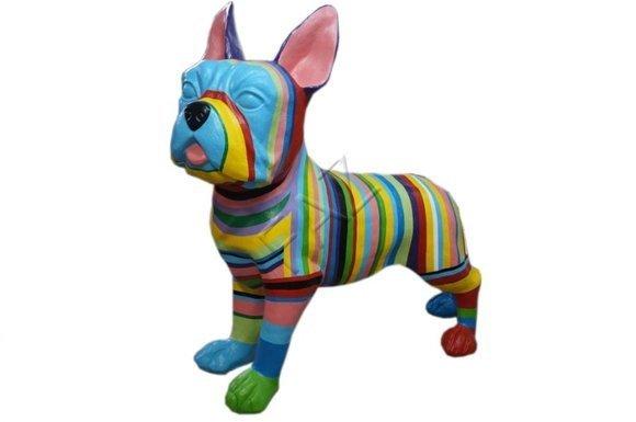 Colorful stripse painted decorative bulldog figure sculpture 183cm length C545R