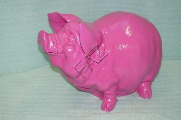 Design full pink color gloss pig decorative garden sculpture C548