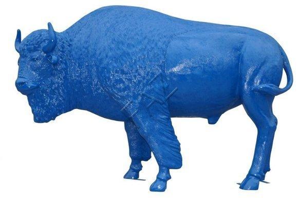 Full blue painted decorative buffalo figure sculpture 270x180cm sizes