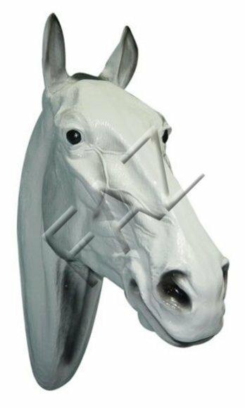 Decorative wall sculpture designed as gloss white colored horse head 80x57cm