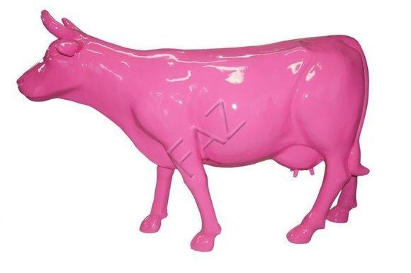 Full pink painted decorative bull figure sculpture 235cm length C758