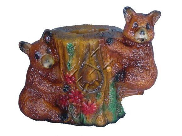 Decorative sculpture designed as 2-cubs on a stump 30x26cm sizes