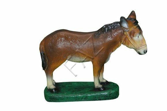 Decorative sculpture designed as dark brown colored old donkey with black mane C892