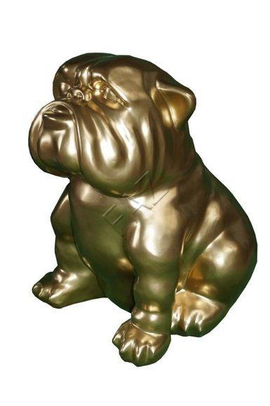 Decorative golden colored design sitting puppy dog sculpture 62cm height