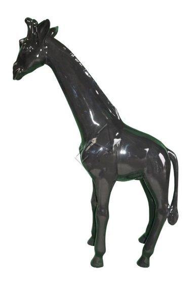 Decorative sculpture designed as gloss full black colored giraffe figure 130cm height